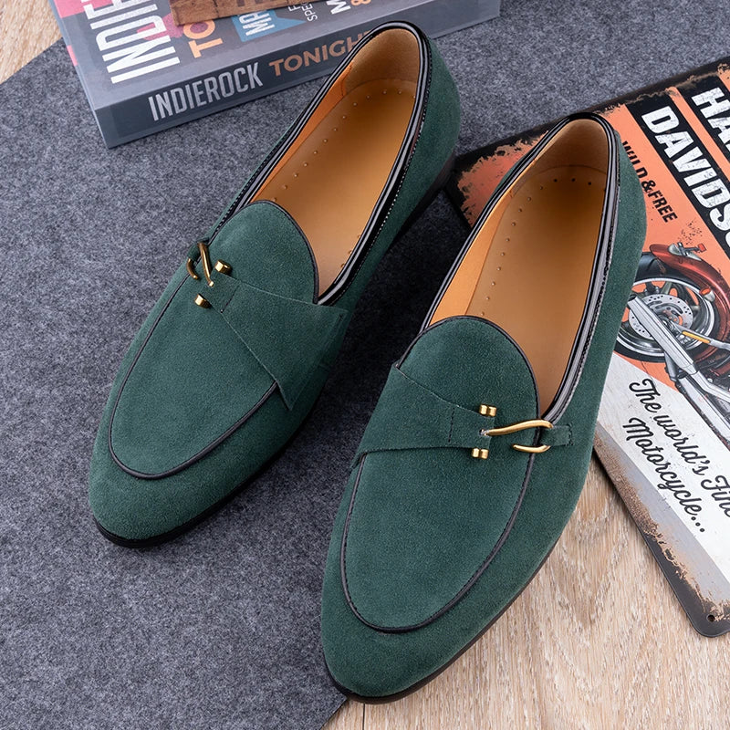 Luxe Suede Buckle Loafers 