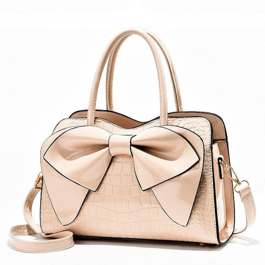 Crocodile Pattern Bow Tote Bag for Women