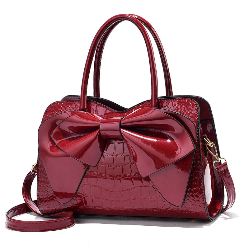 Crocodile Pattern Bow Tote Bag for Women