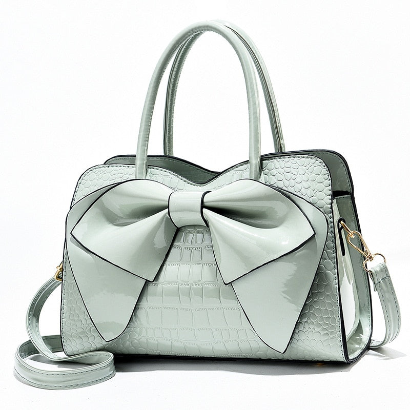 Crocodile Pattern Bow Tote Bag for Women