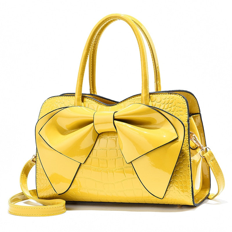 Crocodile Pattern Bow Tote Bag for Women