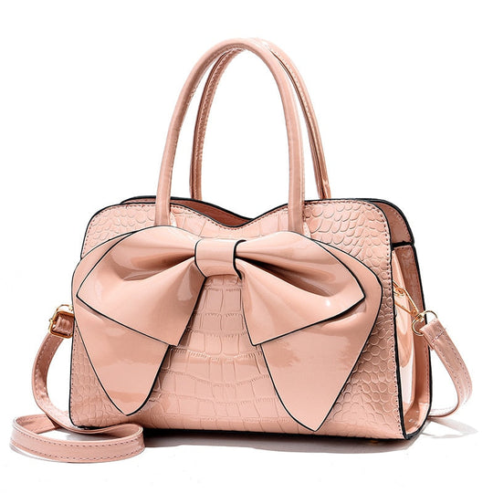 Crocodile Pattern Bow Tote Bag for Women