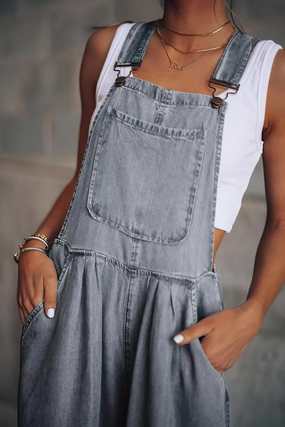 Ärmelloser trendiger Denim-Overall für Damen