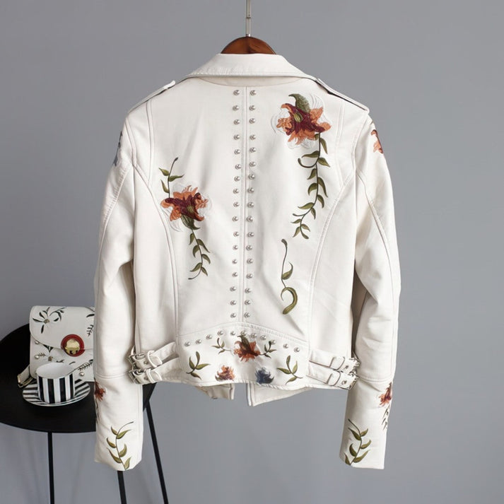 Florale Lederjacke für Frauen