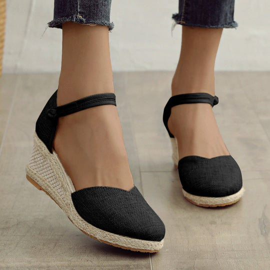 Enkelband Espadrille Wedges aus Segeltuch