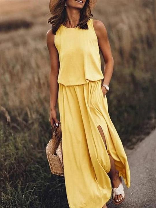 Sleeveless round neck maxi dress