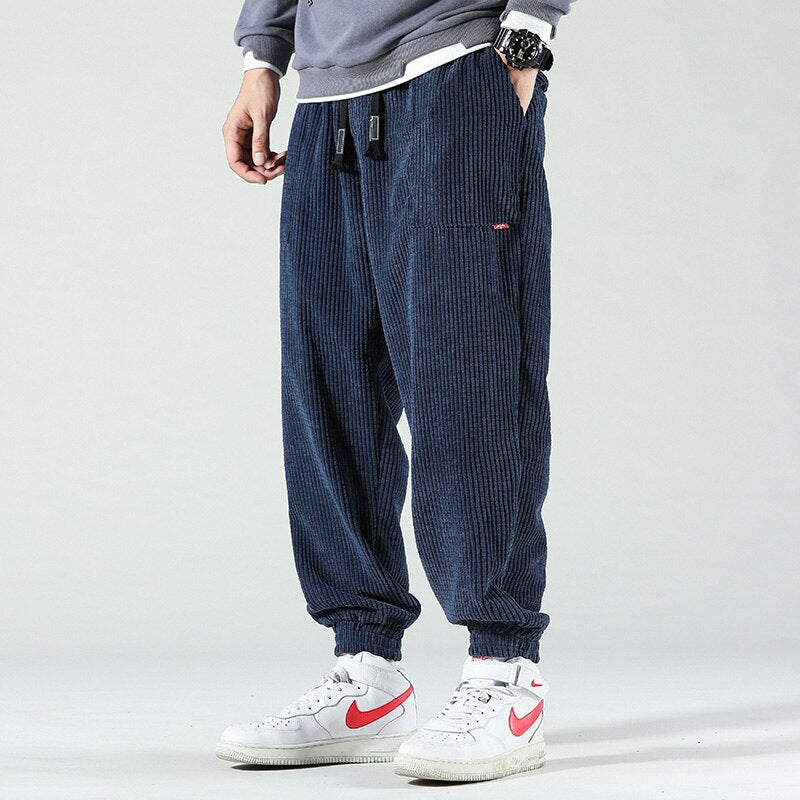 corduroy pants with drawstring for men