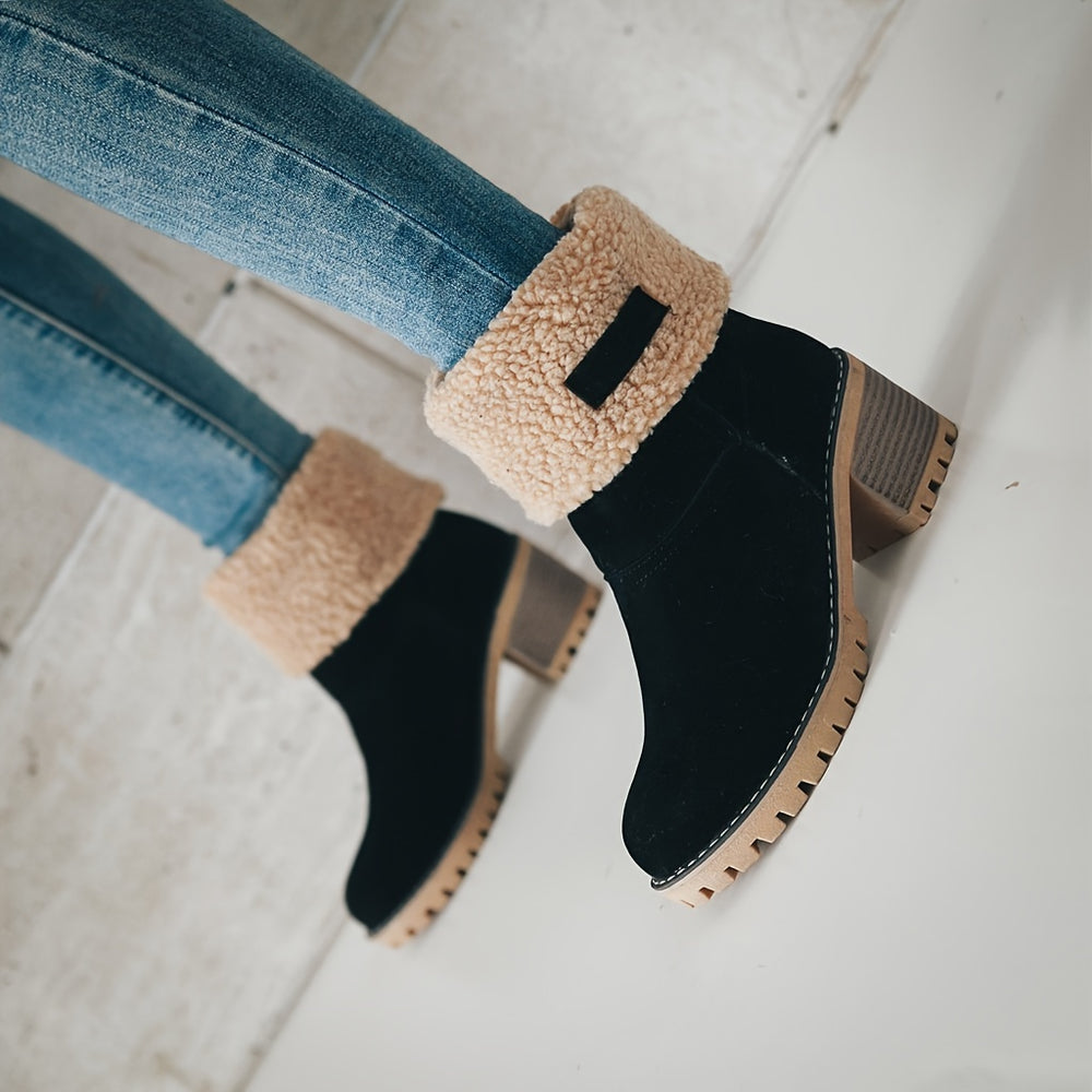 Plush-lined women's ankle boots