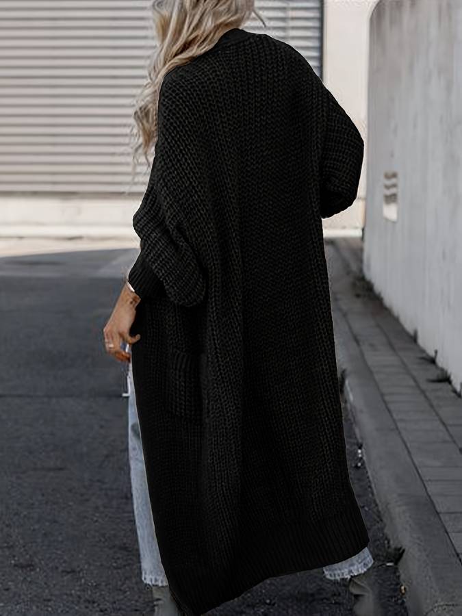 Long open knit cardigan for women