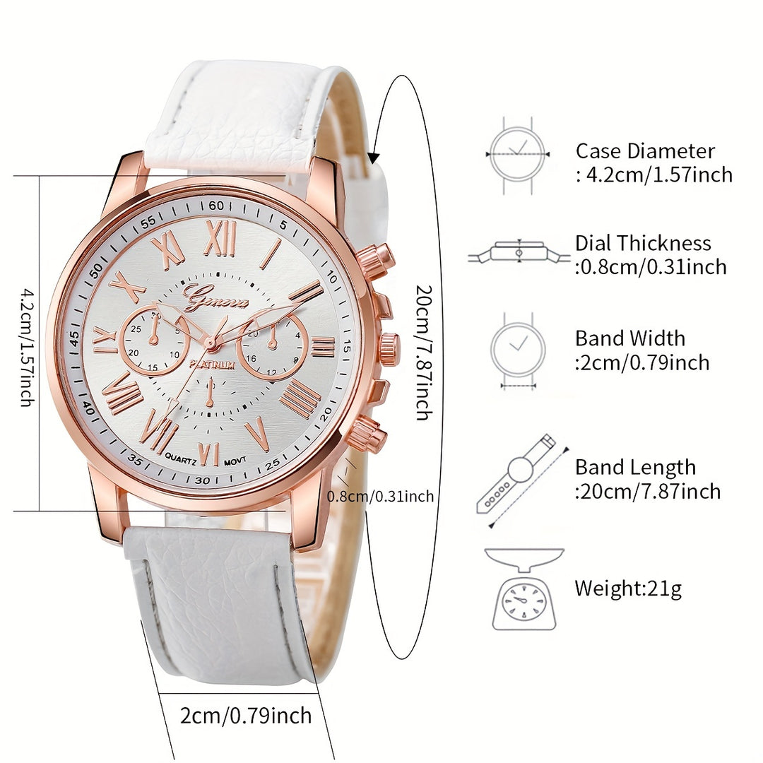 3-piece fashionable Roman round quartz watches