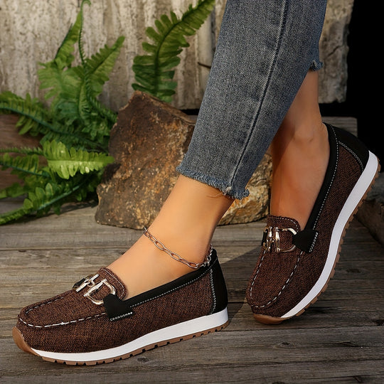 Metal Buckle Loafers for Women