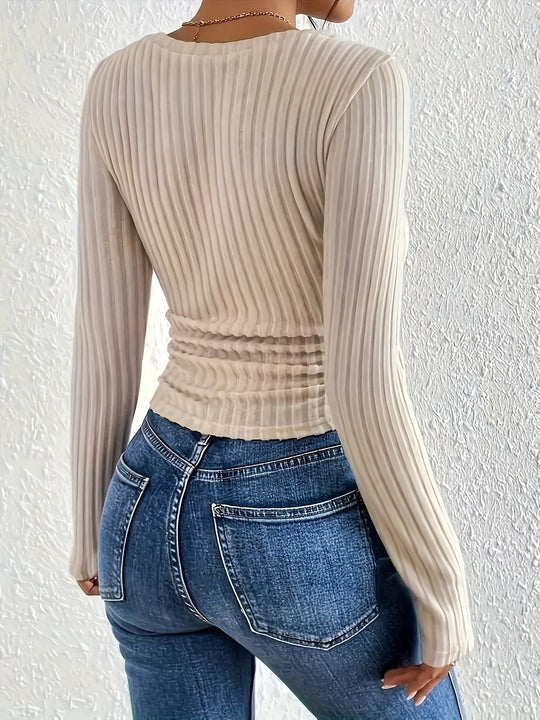 Ribbed long-sleeved top