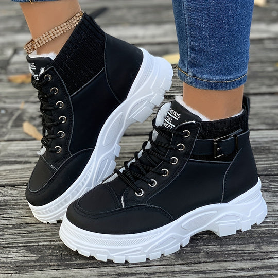 Plush-lined winter sneakers for women