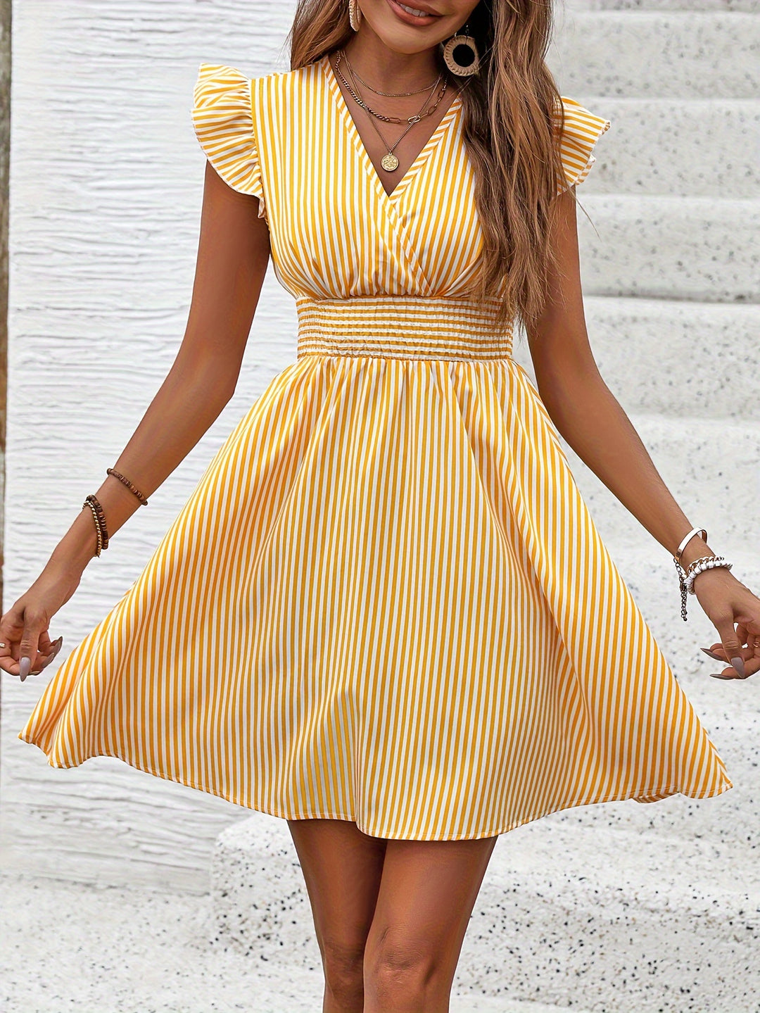 Casual wrap-neck dress