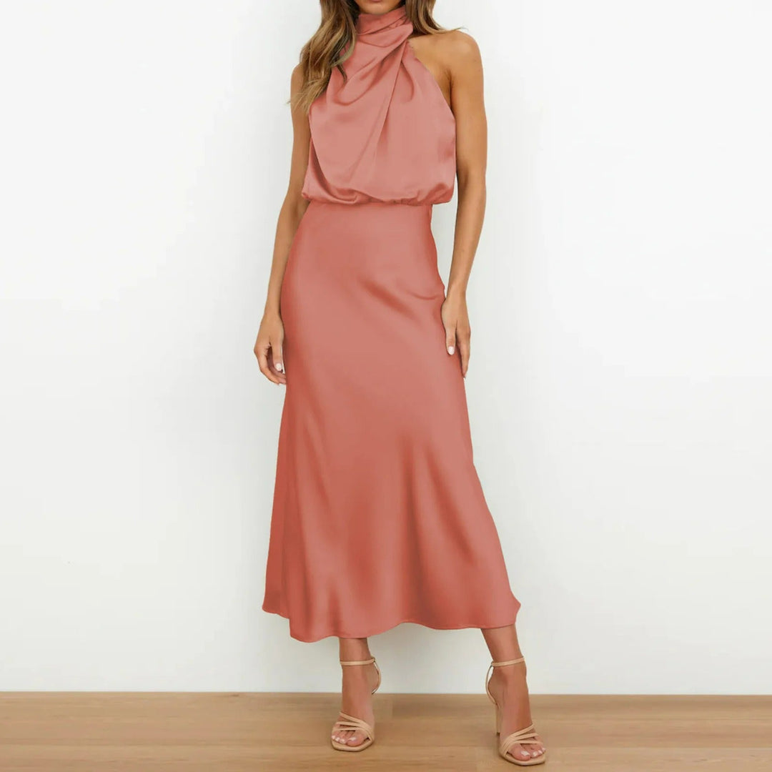 satin halter neck maxi dress