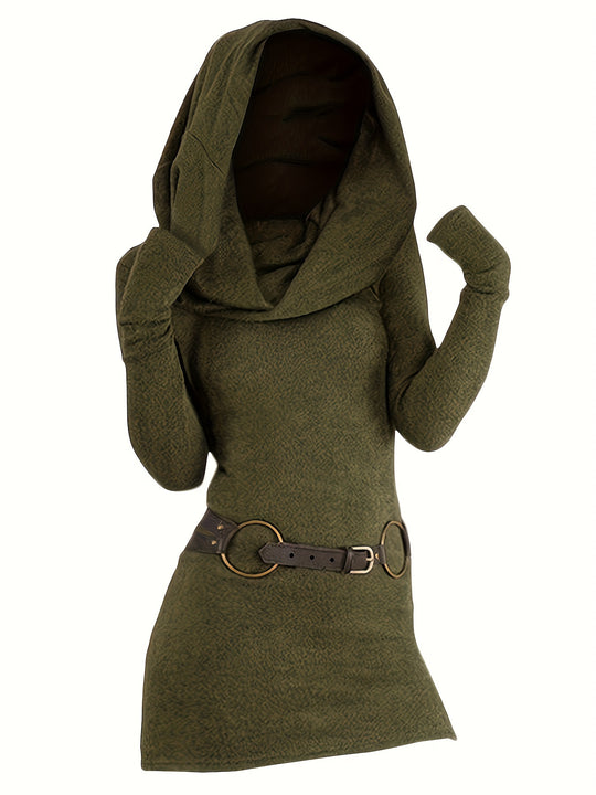 Long-sleeved hooded dress