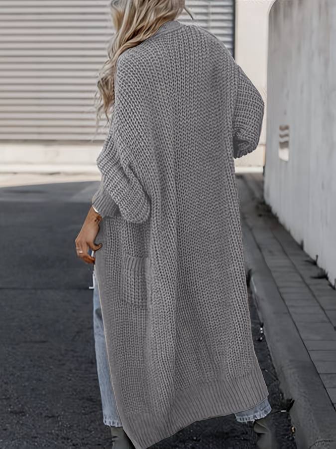 Long open knit cardigan for women