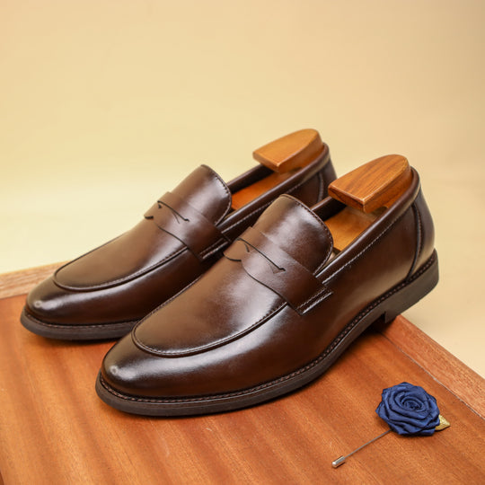 Men's Penny Shoes made of split cow leather