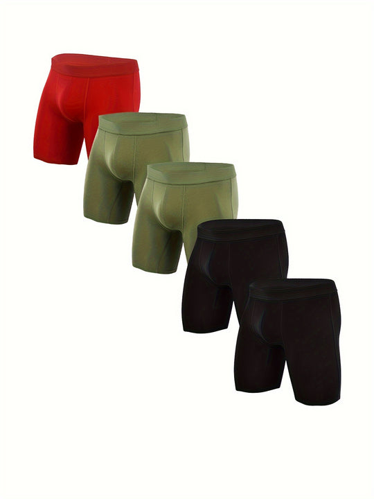 Men's Fashion Cotton Sports Boxer Shorts (5-Pack)