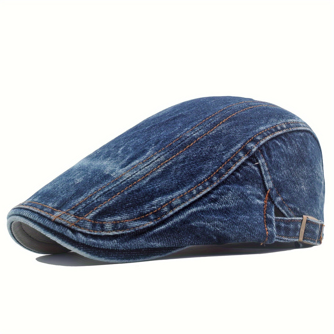 Washed Denim Newsboy Cap for Men