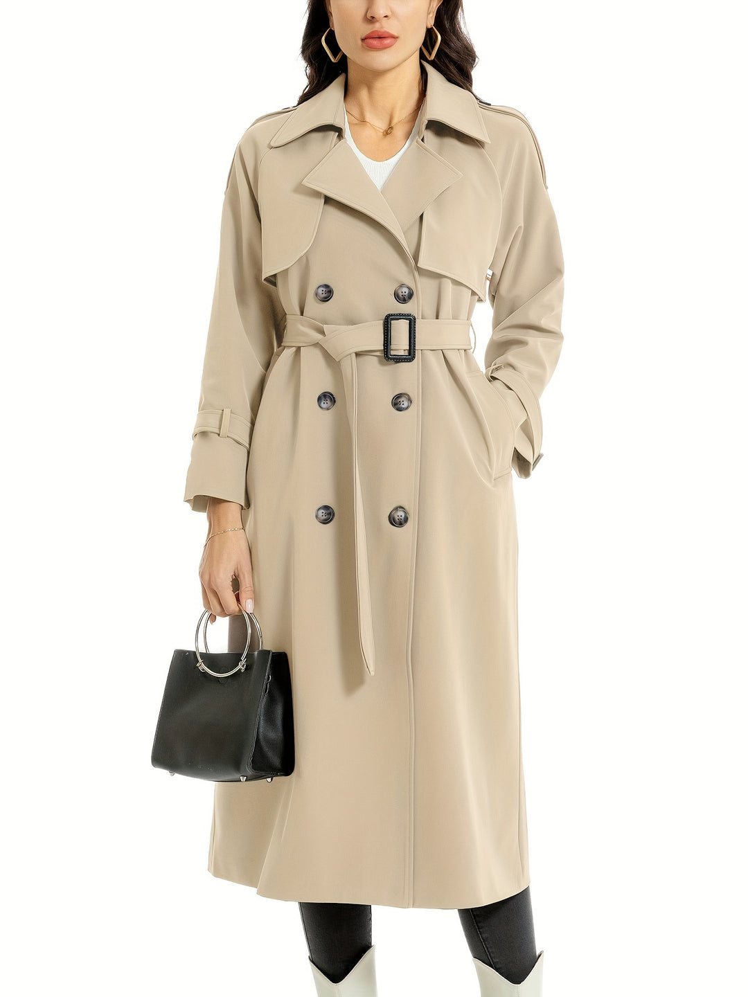 Women's trench coat with double belt