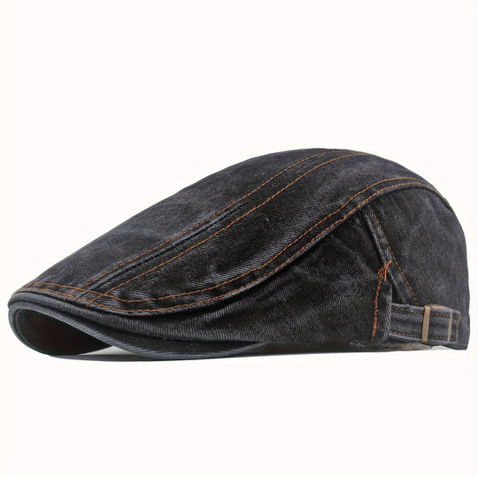 Washed Denim Newsboy Cap for Men