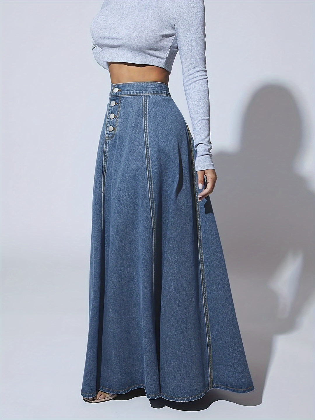 Blue Denim Maxi Skirt for Women