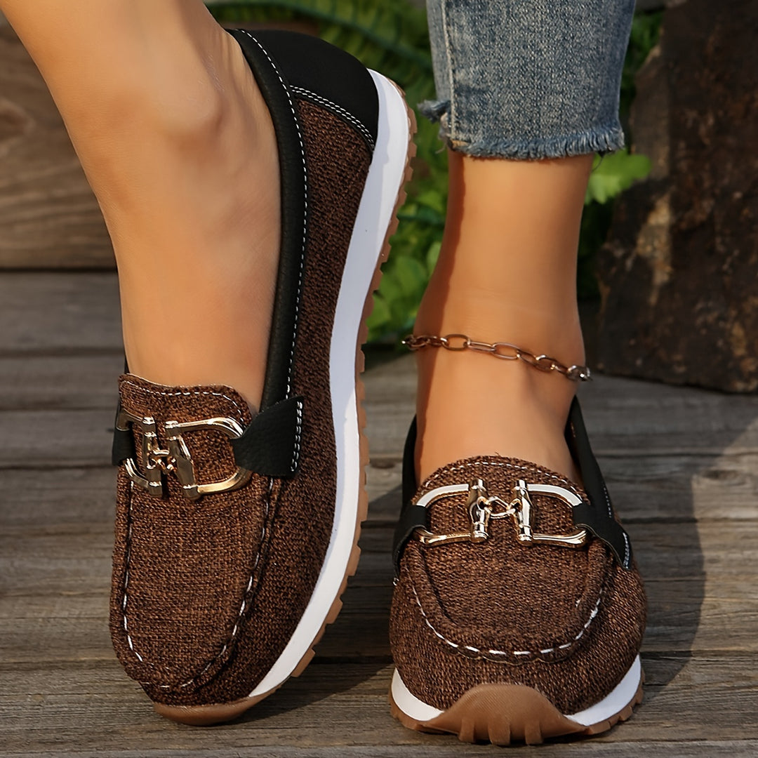 Metal Buckle Loafers for Women