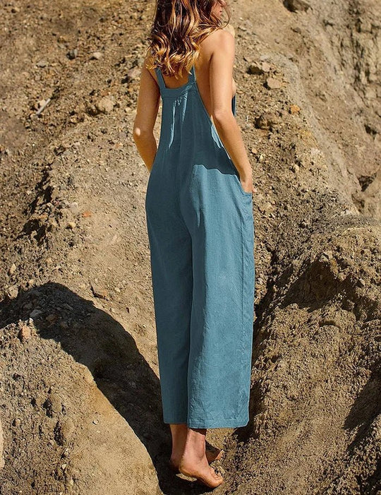 Wide-leg dungarees with pockets