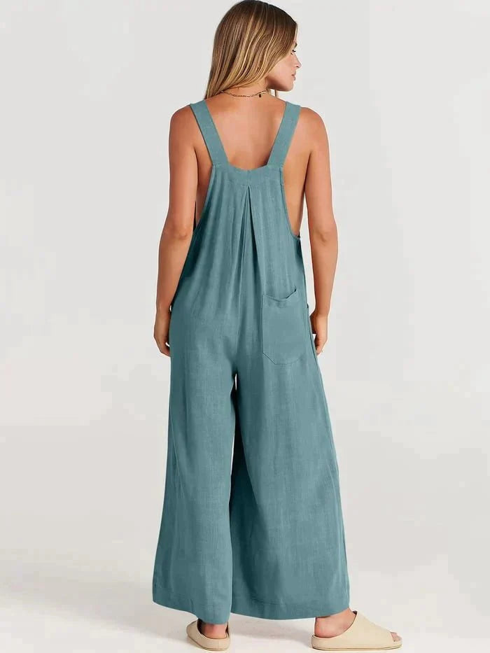 Wide-leg dungarees with pockets