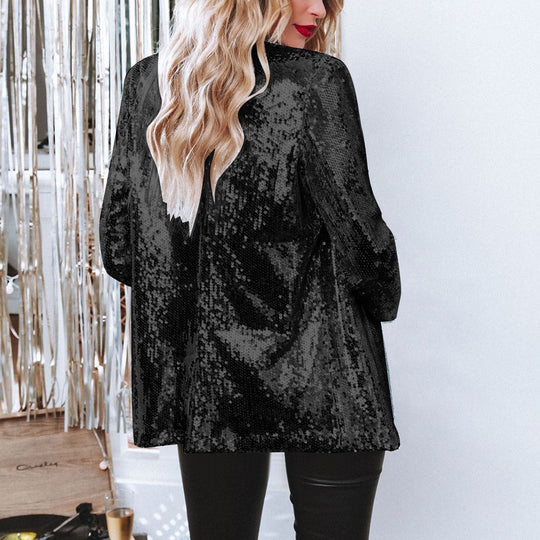 Fashionable two-tone sequin blazer for women