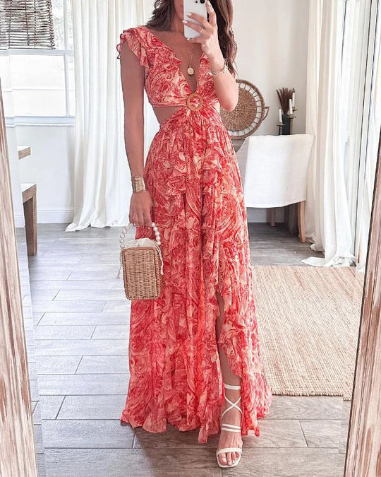 Floral Maxi Dress with Layered Ruffles