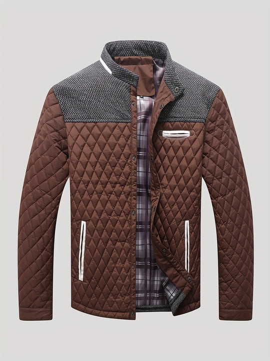 Windproof jacket with argyle pattern