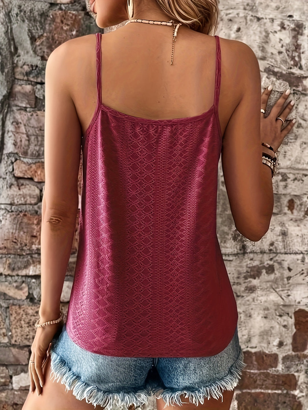 sleeveless top with eyelets