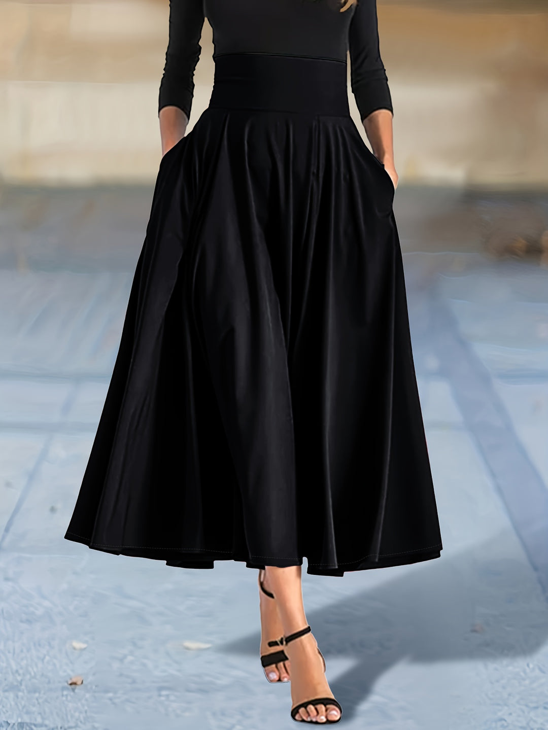 Elegant maxi skirts with a fixed tie belt