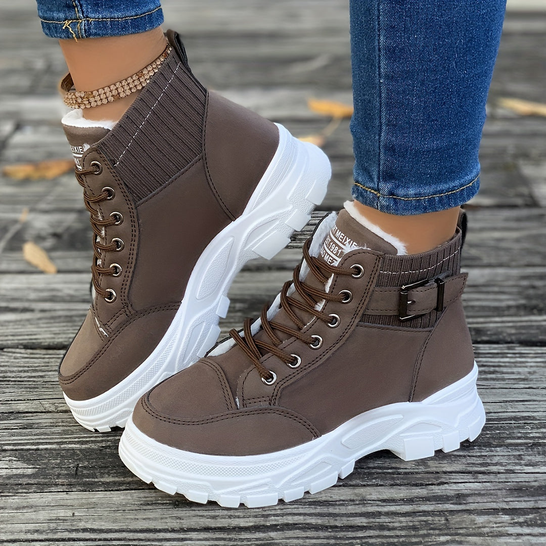 Plush-lined winter sneakers for women