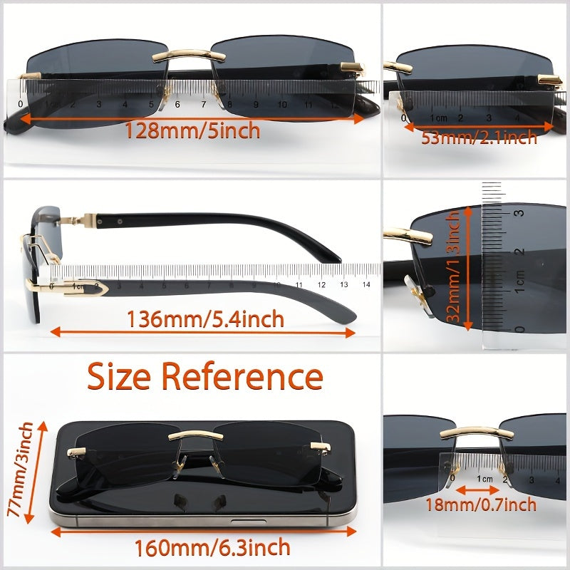 Rimless rectangular sunglasses for women