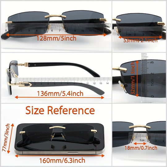 Rimless rectangular sunglasses for women