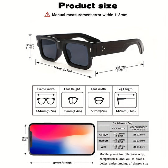 2 Pieces Retro Square Fashion Sunglasses