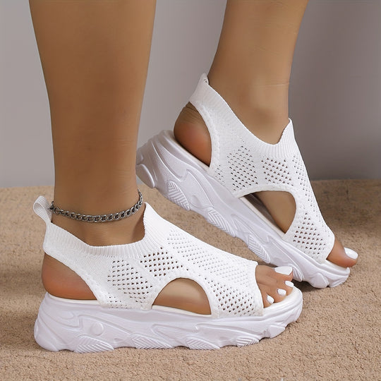 women knit platform sandals