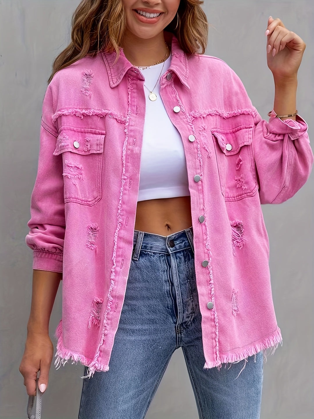 fringed denim jacket for women