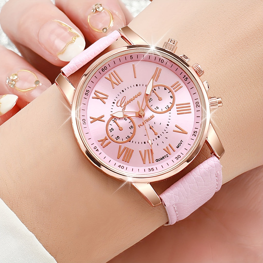 3-piece fashionable Roman round quartz watches