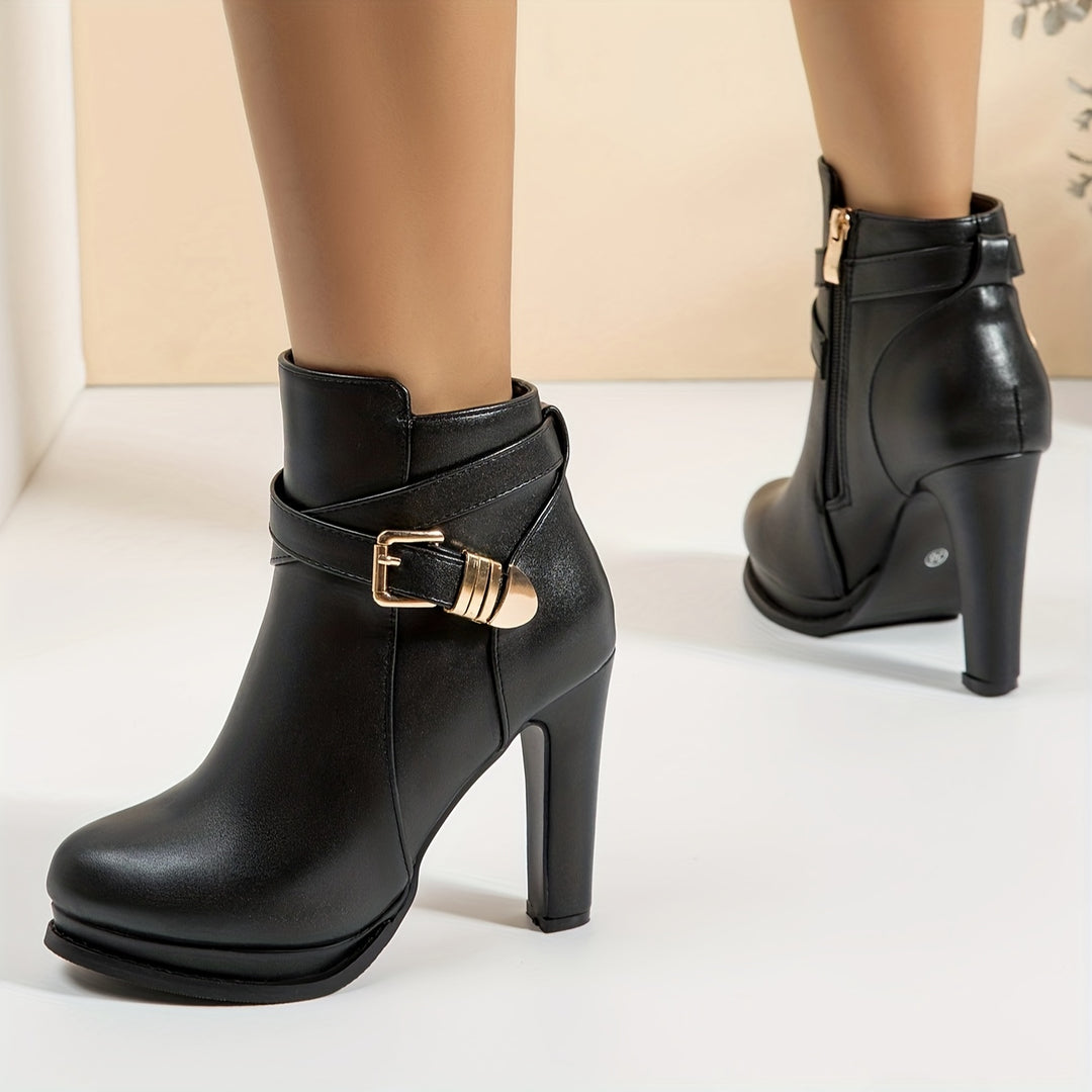 women's buckle boots with heel