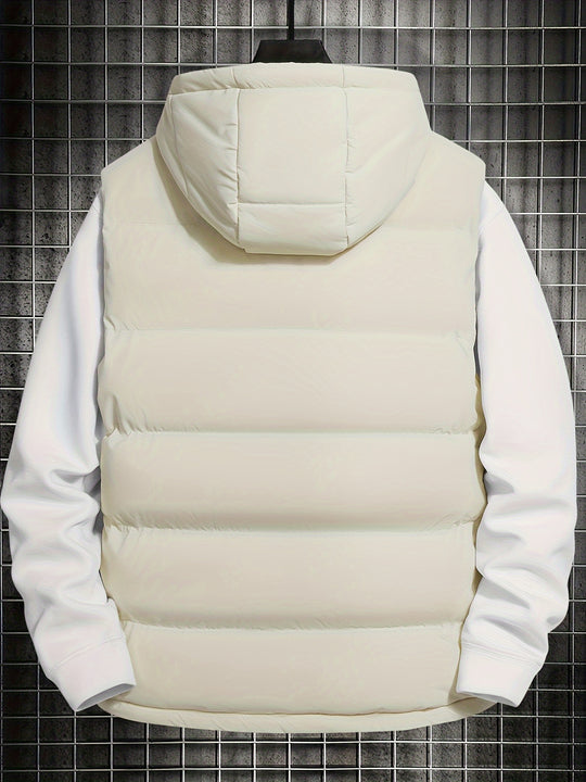 hooded pocket down vest jacket