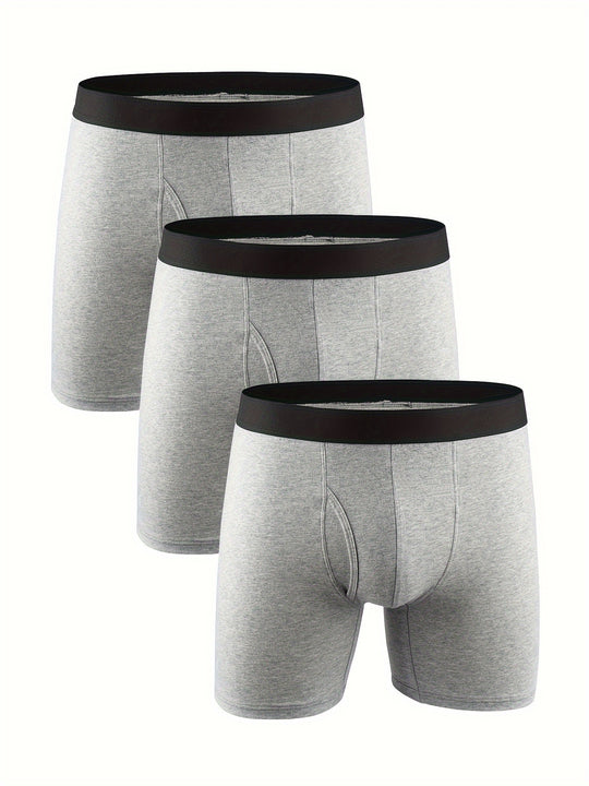 Men's Long Leg Cotton Boxer Shorts (3 Pack)