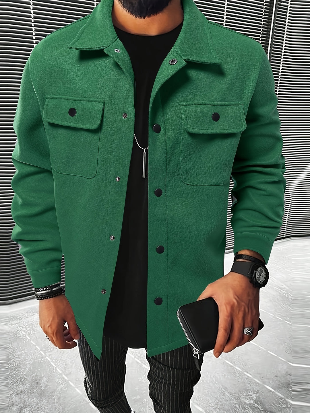 Men's Casual Jacket with Flap Pocket