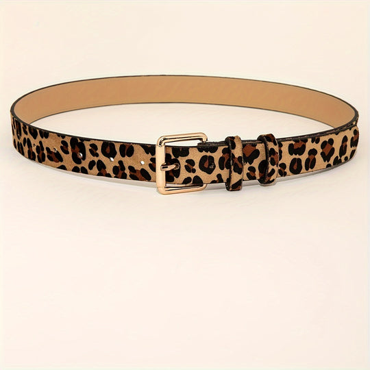 Leopard Print PU Leder Quadrat Gürtel Pin Schnalle