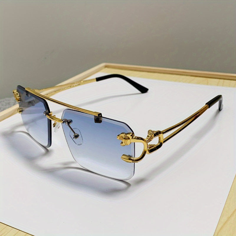 Gold Tiger Head Square Rimless Sunglasses