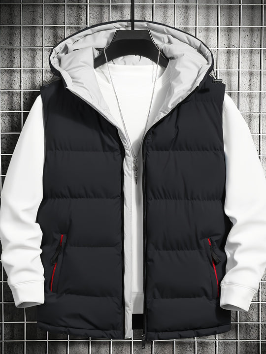 hooded pocket down vest jacket