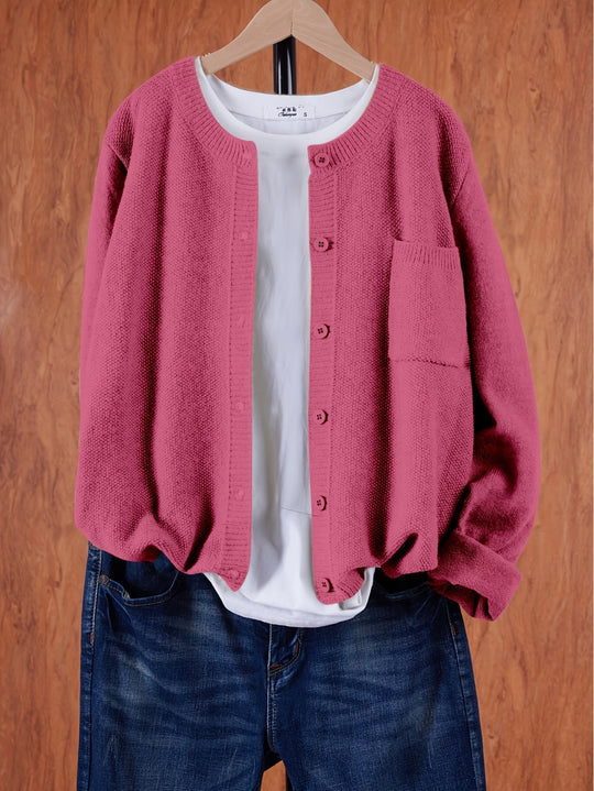 Women's Button Front Round Neck Cardigan